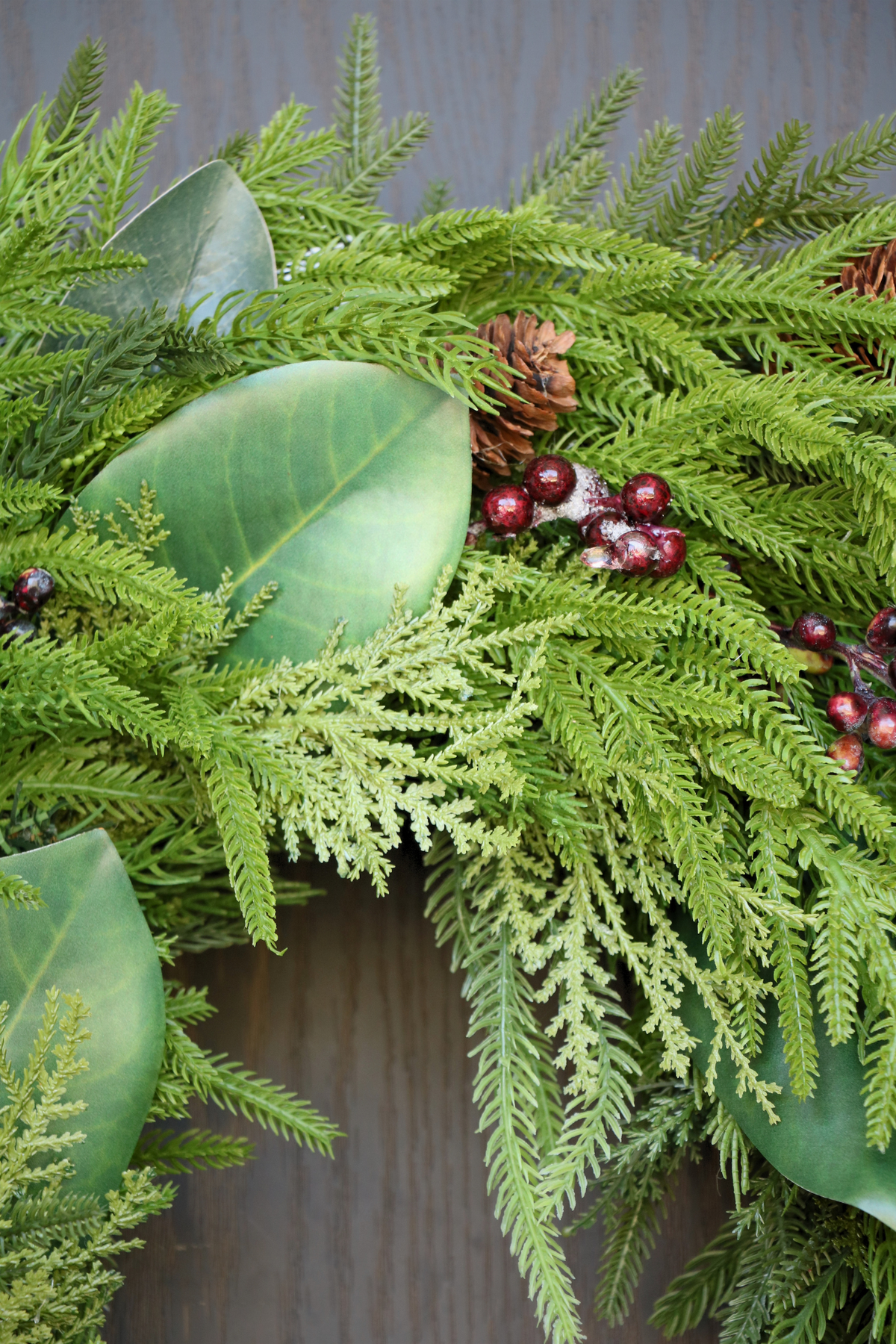 Burgundy Elegance  | Magnolia & Evergreen Holiday Wreath