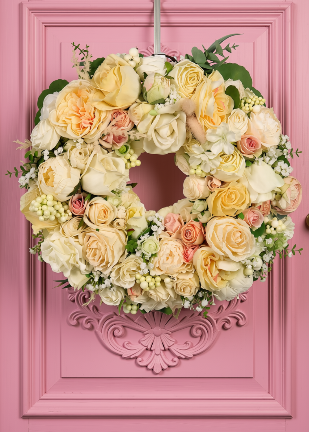 Mini Ivory Romance Luxury Faux Floral Front Door Wreath