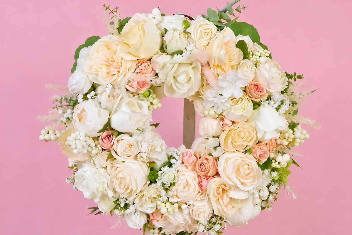 Mini Ivory Romance Luxury Faux Floral Front Door Wreath