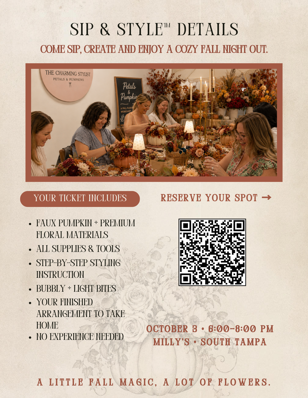 Sip & Style™ | Hocus Pocus Inspired Pumpkins & Petals Floral Design Class