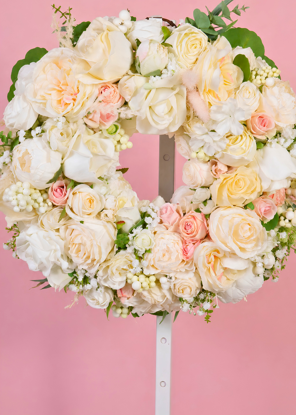 Mini Ivory Romance Luxury Faux Floral Front Door Wreath