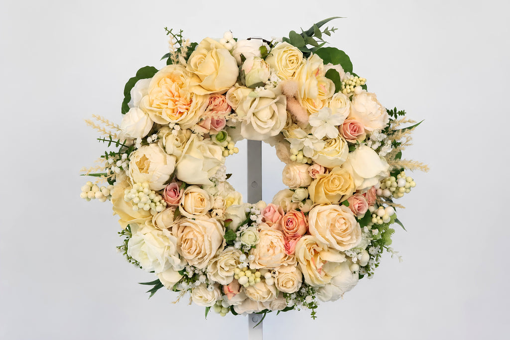 Mini Ivory Romance Luxury Faux Floral Front Door Wreath