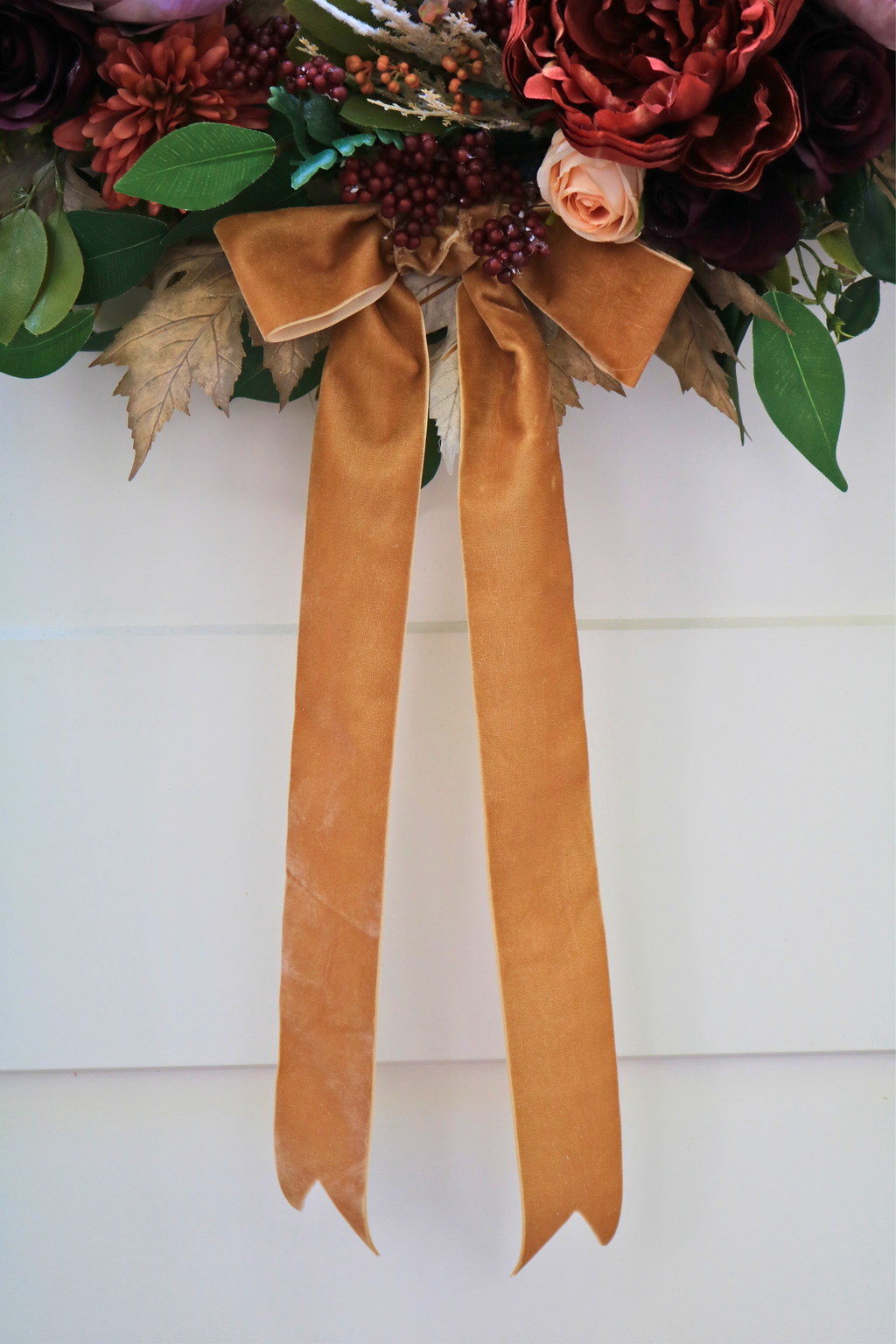 Bordeaux & Blush Burgundy Fall Luxury Front Door Wreath | 25-Inch