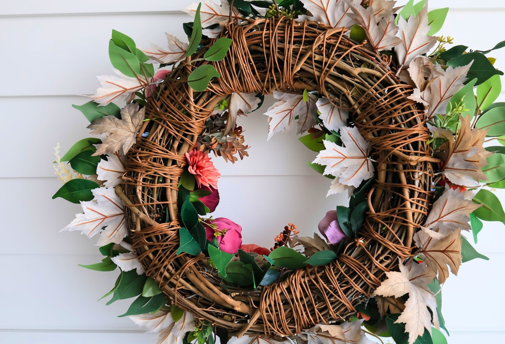 Bordeaux & Blush Burgundy Fall Luxury Front Door Wreath | 25-Inch