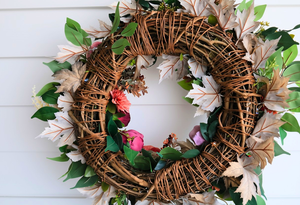 Bordeaux & Blush Burgundy Fall Luxury Front Door Wreath | 25-Inch