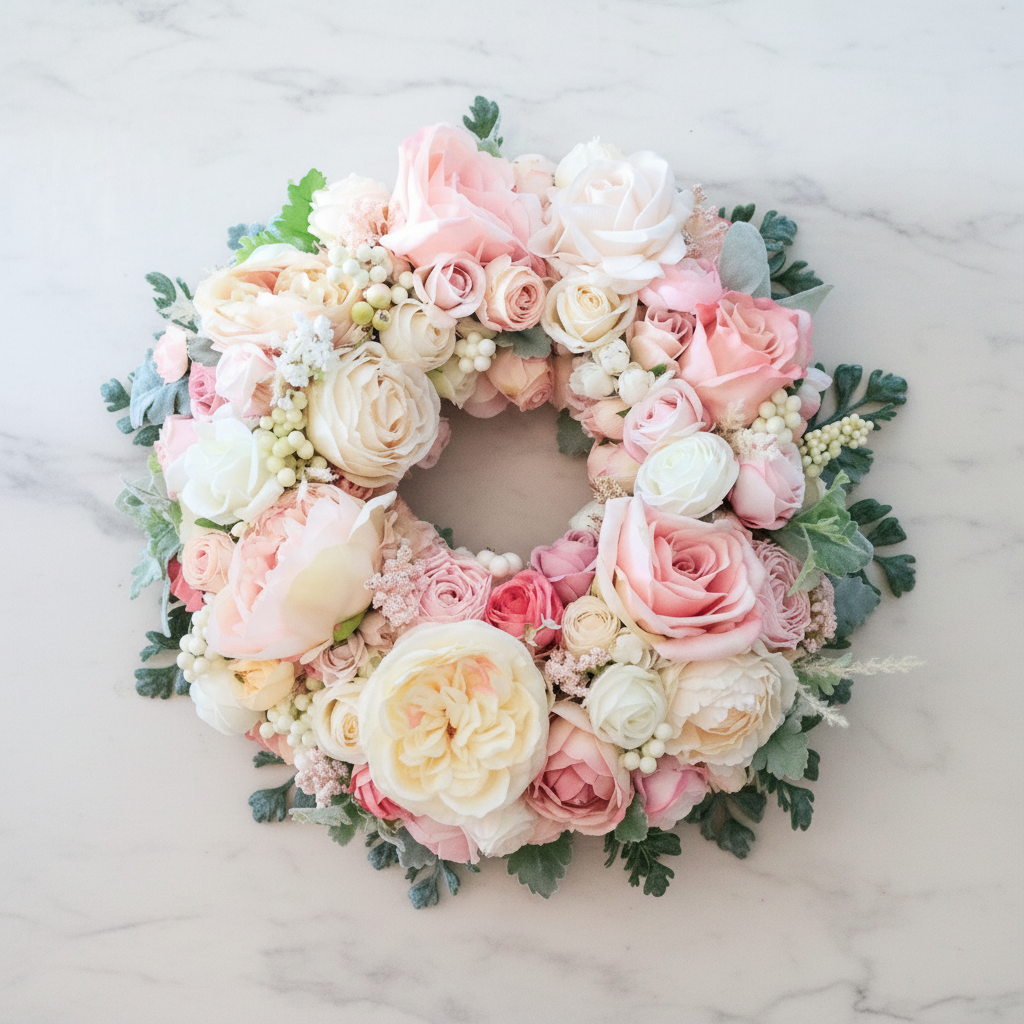 Mini No. 1 Blush Faux Floral Luxury Front Door Wreath