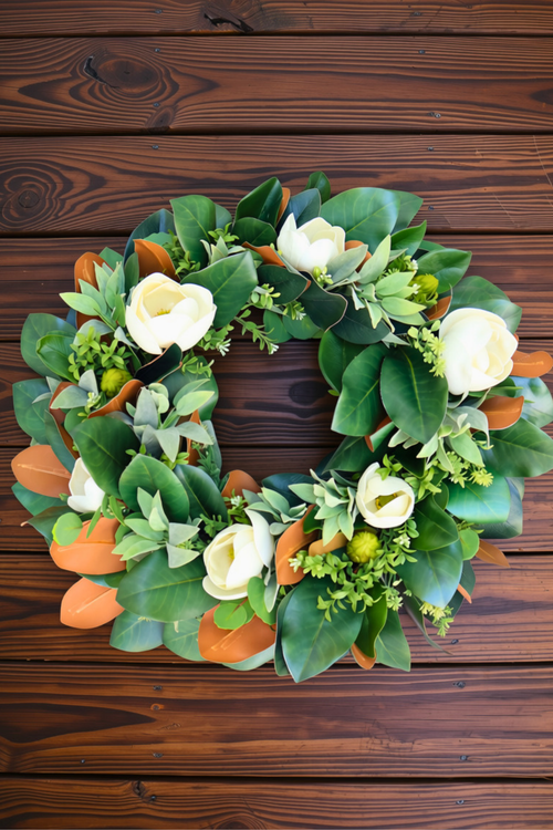 Southern Magnolia Fall Front Door Wreath | 25-Inch