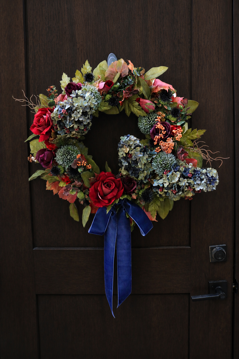 Indigo Harvest Fall Front Door Wreath | 25-Inch