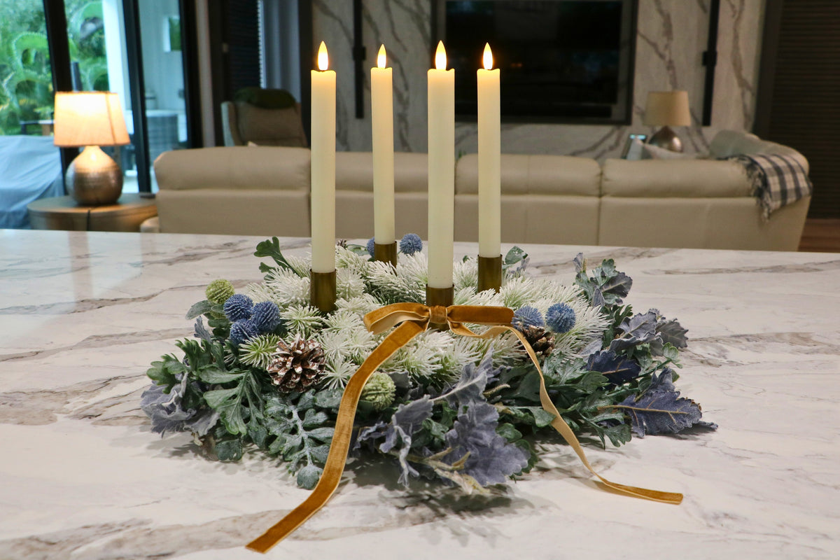Frosted Noël Advent Candle Centerpiece — professional product photo 10.