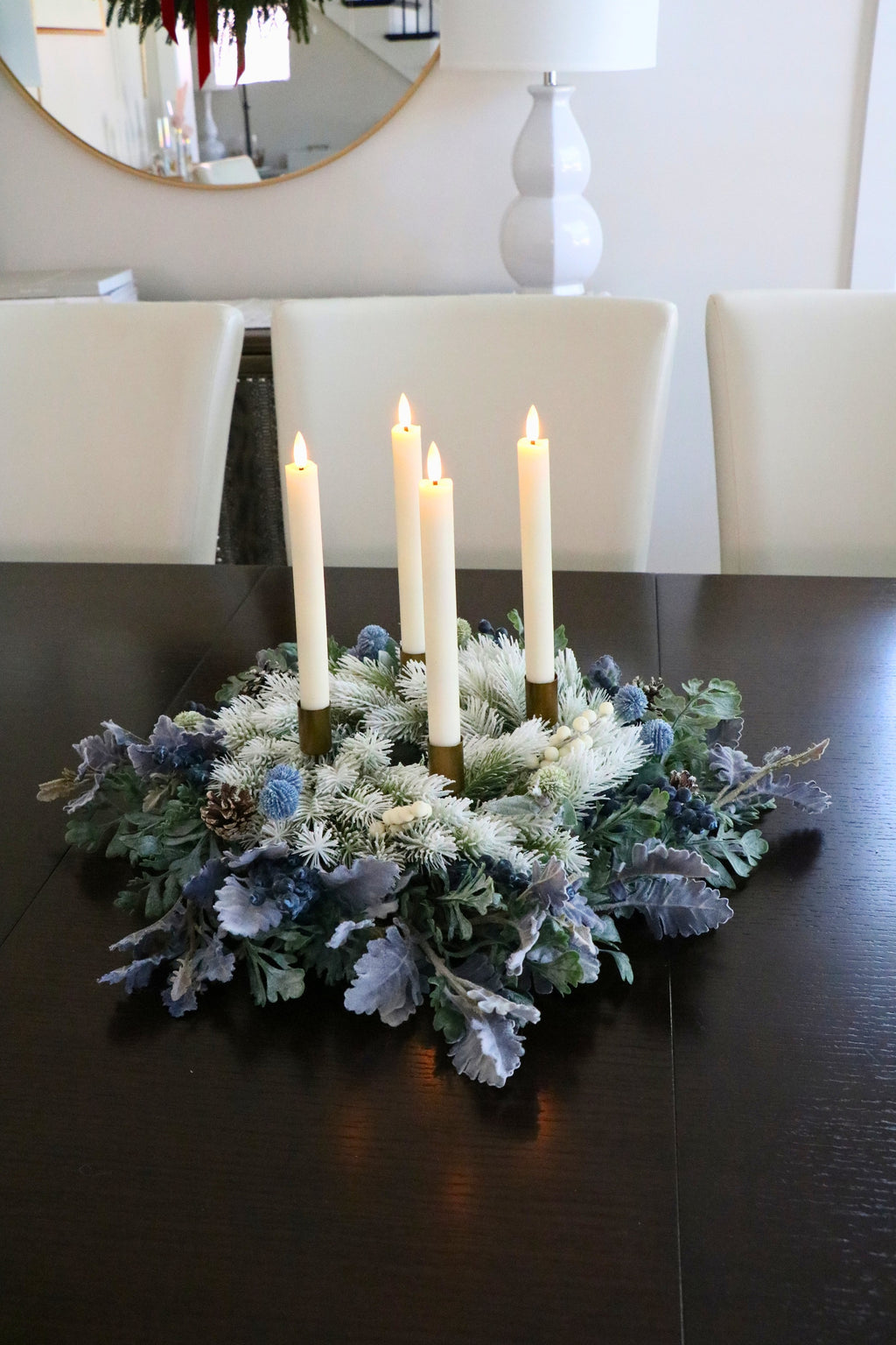 Frosted Noël Advent Candle Centerpiece — professional product photo 15.
