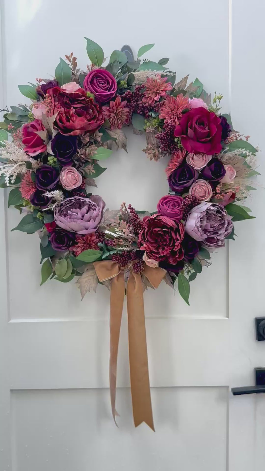 Bordeaux & Blush Burgundy Fall Luxury Front Door Wreath | 25-Inch