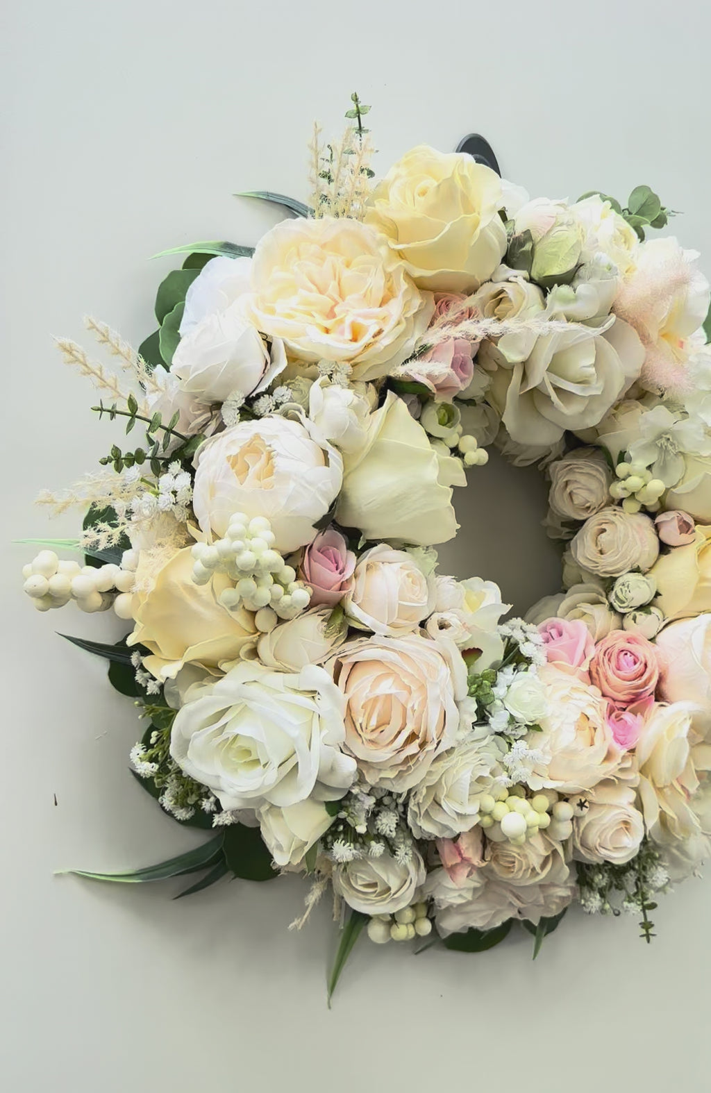 Mini Ivory Romance Luxury Faux Floral Front Door Wreath