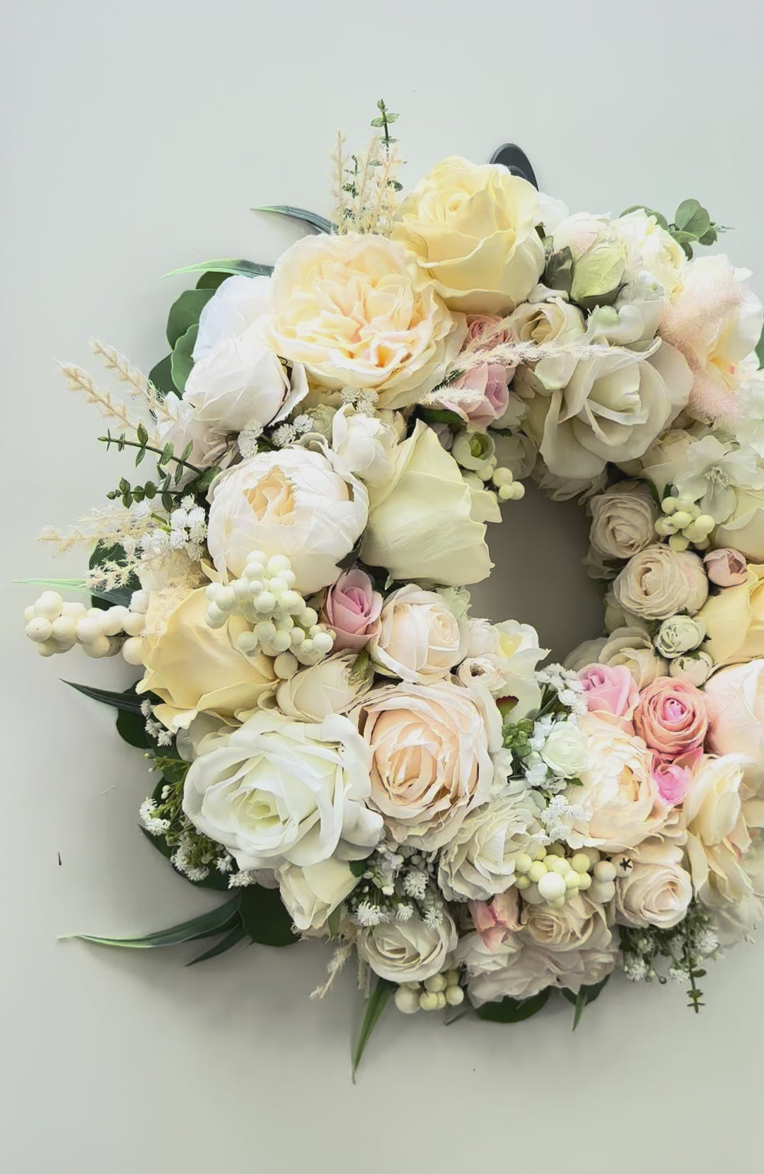 Mini Ivory Romance Luxury Faux Floral Front Door Wreath