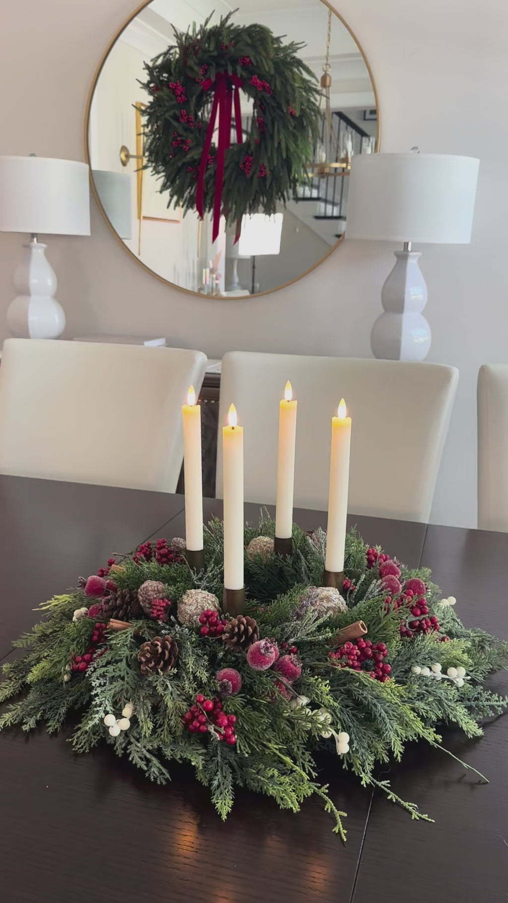 Candlelit Gathering Christmas Advent Candle Centerpiece product video.