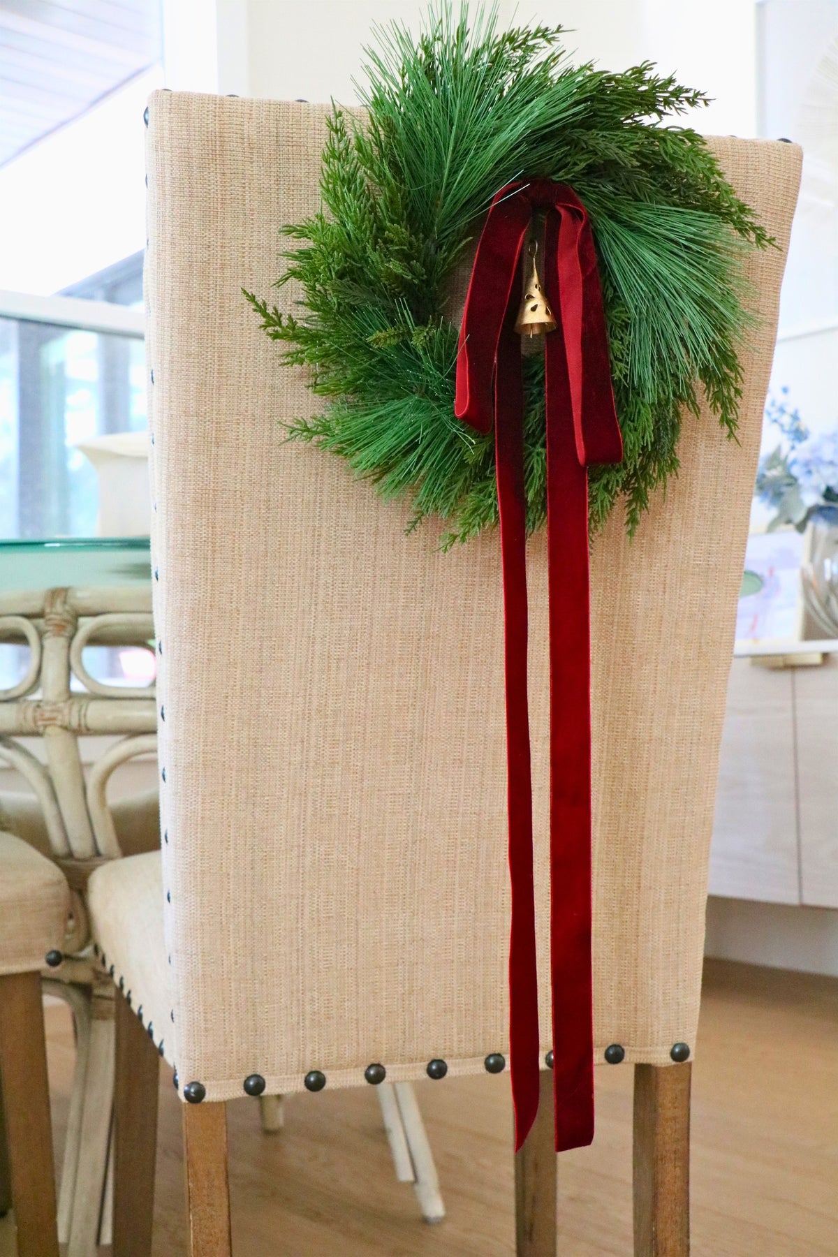 Velvet & Pine Christmas Chair Wreath — professional product photo 1.