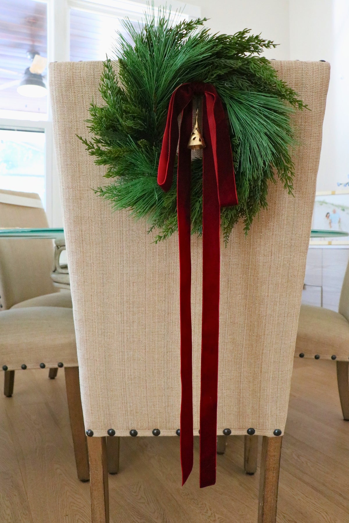 Velvet & Pine Christmas Chair Wreath — professional product photo 2.