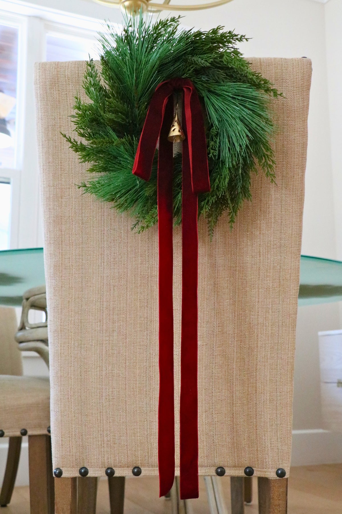 Velvet & Pine Christmas Chair Wreath — professional product photo 3.