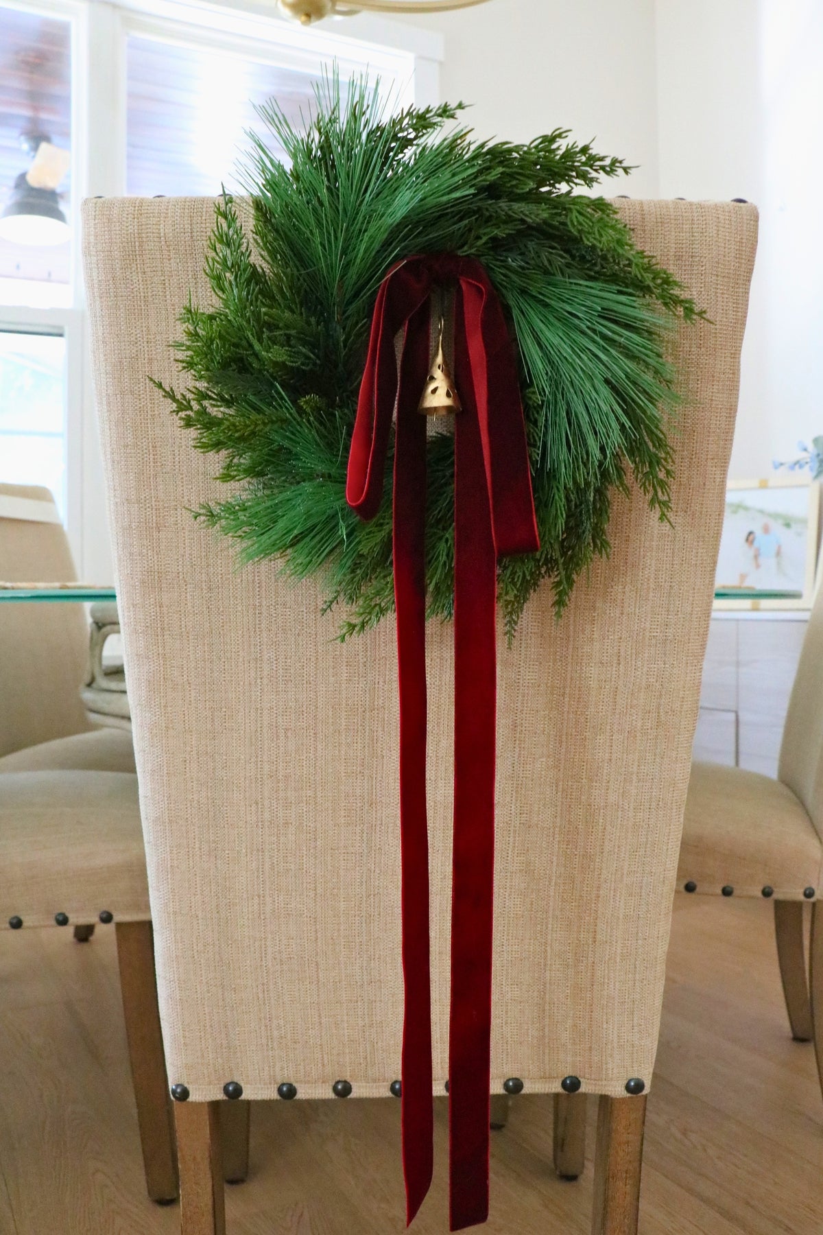 Velvet & Pine Christmas Chair Wreath — professional product photo 4.